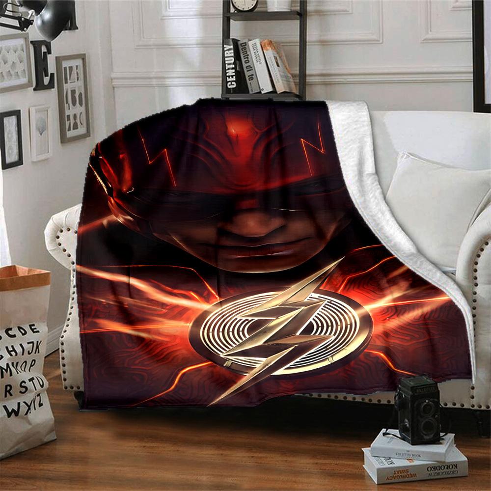1pc Flash Symbol Blanket Lightweight Flannel Throw For Sofa, Bed, Travel, Livingroom, Office, Couch, Chair, And Bed