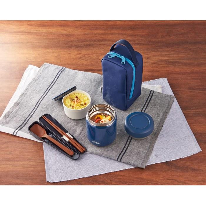 Thermos Vacuum Insulated Soup Lunch Set 300ml Navy JBY-551 NVY, Soup Jar: 300ml / Side Dish Container: 250ml