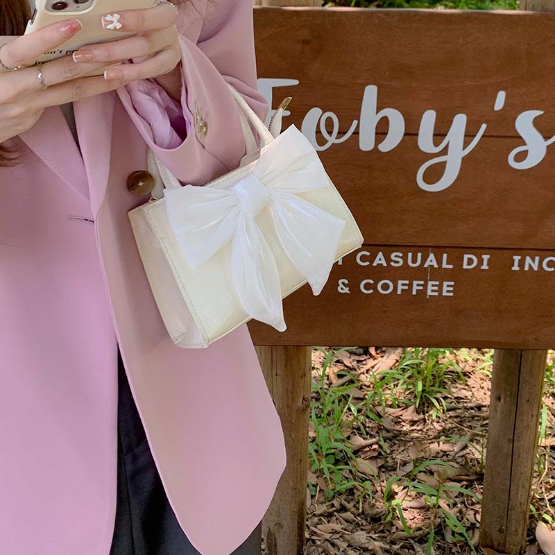 2025 Niche Women's Fairy Bow Handheld Small Square Bag - Sweet Girl Shoulder Crossbody