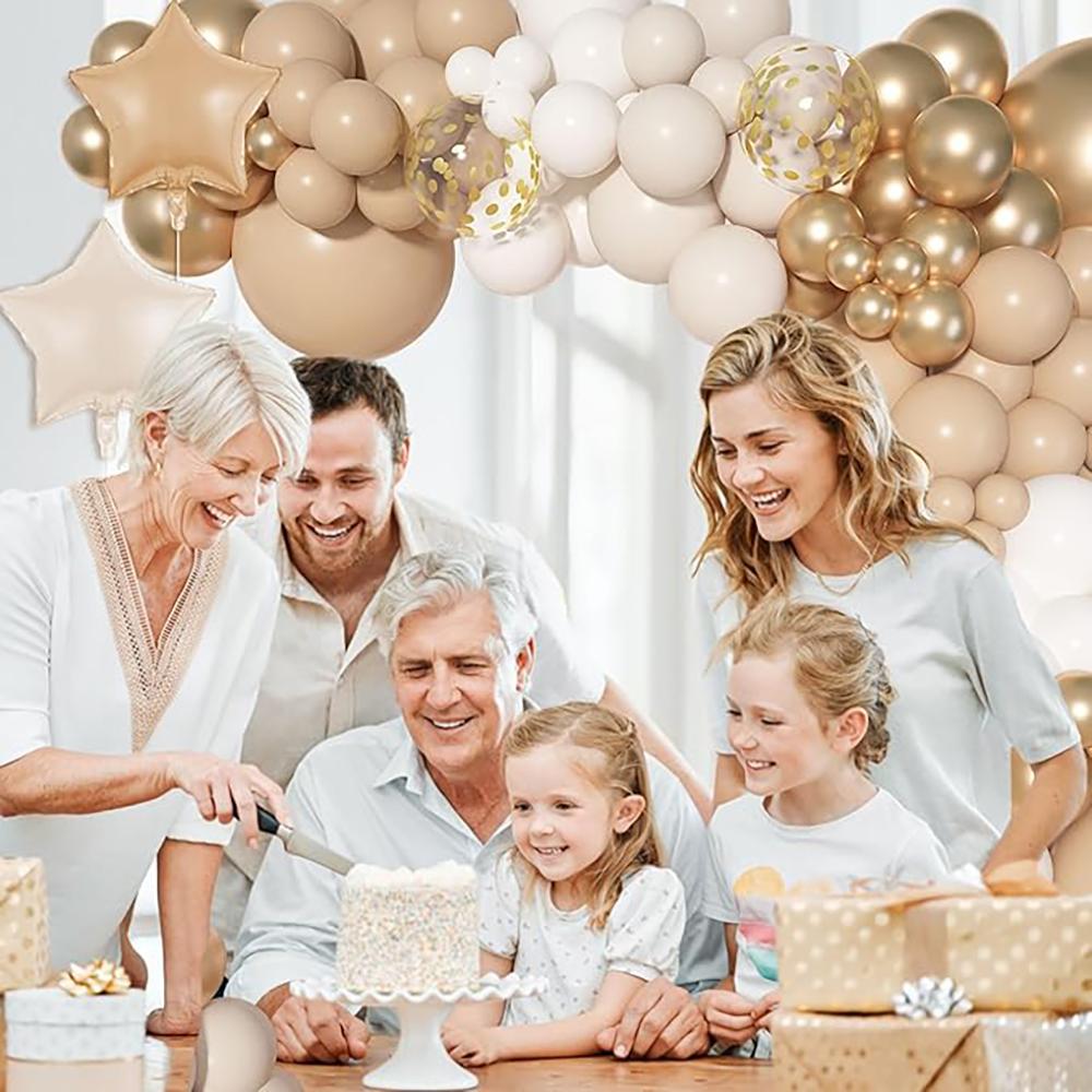 Retro Balloon Arch Kit Sand White Skin Gold Confetti Latex Balloons Garland Gender Reveal Home Birthday Party Decoration Globos