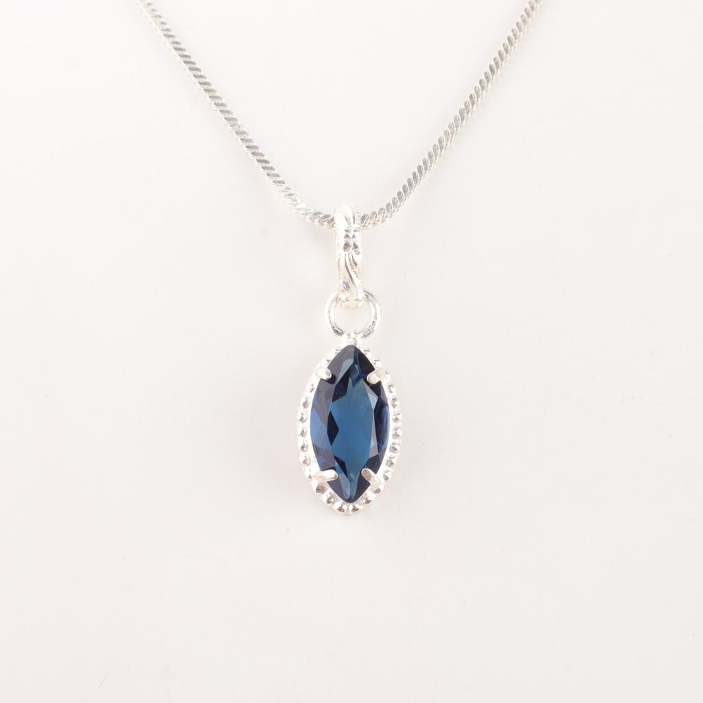 Genuine London Blue Topaz Gemstone 925 Sterling Silver Jewelry Handmade Pendant PP-59-11