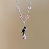 Y2K Sweet Pink Star Black Cat Necklace for Women - Cute, Versatile, Stylish Accessory & Gift