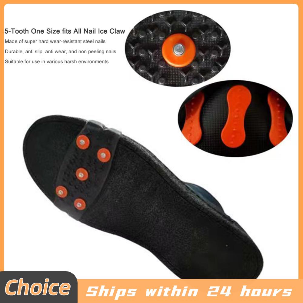 Зимние ледоступы с 5 шипами, противоскользящие альпинистские кошки, унисекс, снежные кошки, чехлы на обувь, аксессуары для ходьбы и походов 2