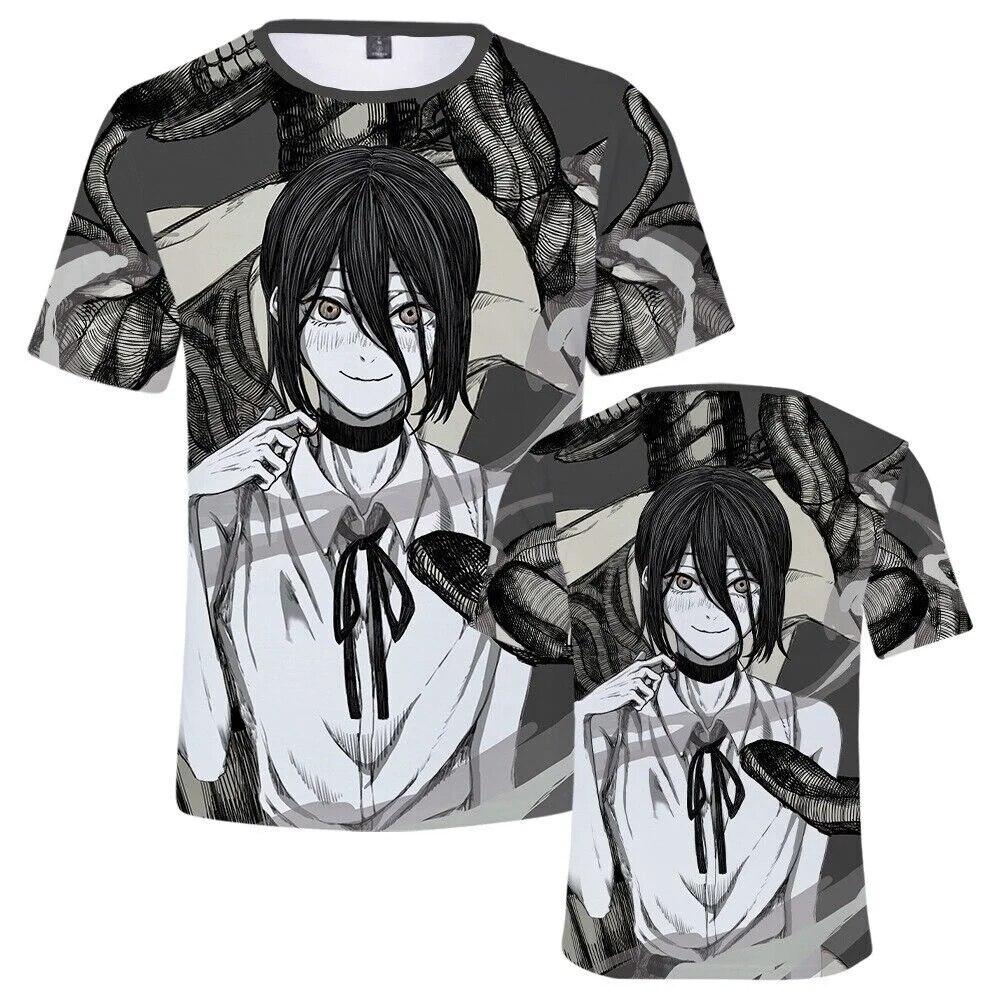 

Футболки аниме «Человек бензопилы» с 3D принтом для мальчиков и девочек, большие футболки с короткими рукавами, футболка с круглым вырезом с героями мультфильмов, детские футболки, одежда M