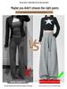 2025 Women's American Style High Waist Velvet Wide-Leg Sweatpants for Autumn/Winter