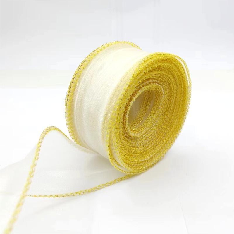 1 Roll Diy Bow Bouquet Voile Ribbons 4X900Cm Fishtail Organza Ribbon Reflective Iridescent Wavy Edge Ribbon For Gift Wrapping
