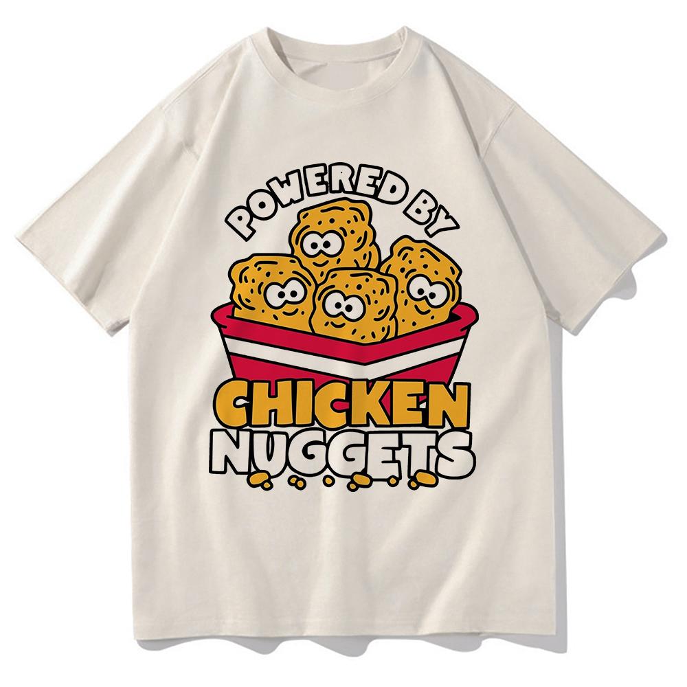 

Powered By Chicken Nuggets T Shirt Fashion Men/Women Harajuku Retro Funny T-Shirt High Quality Vintage Casual Tees Shirts 3XL