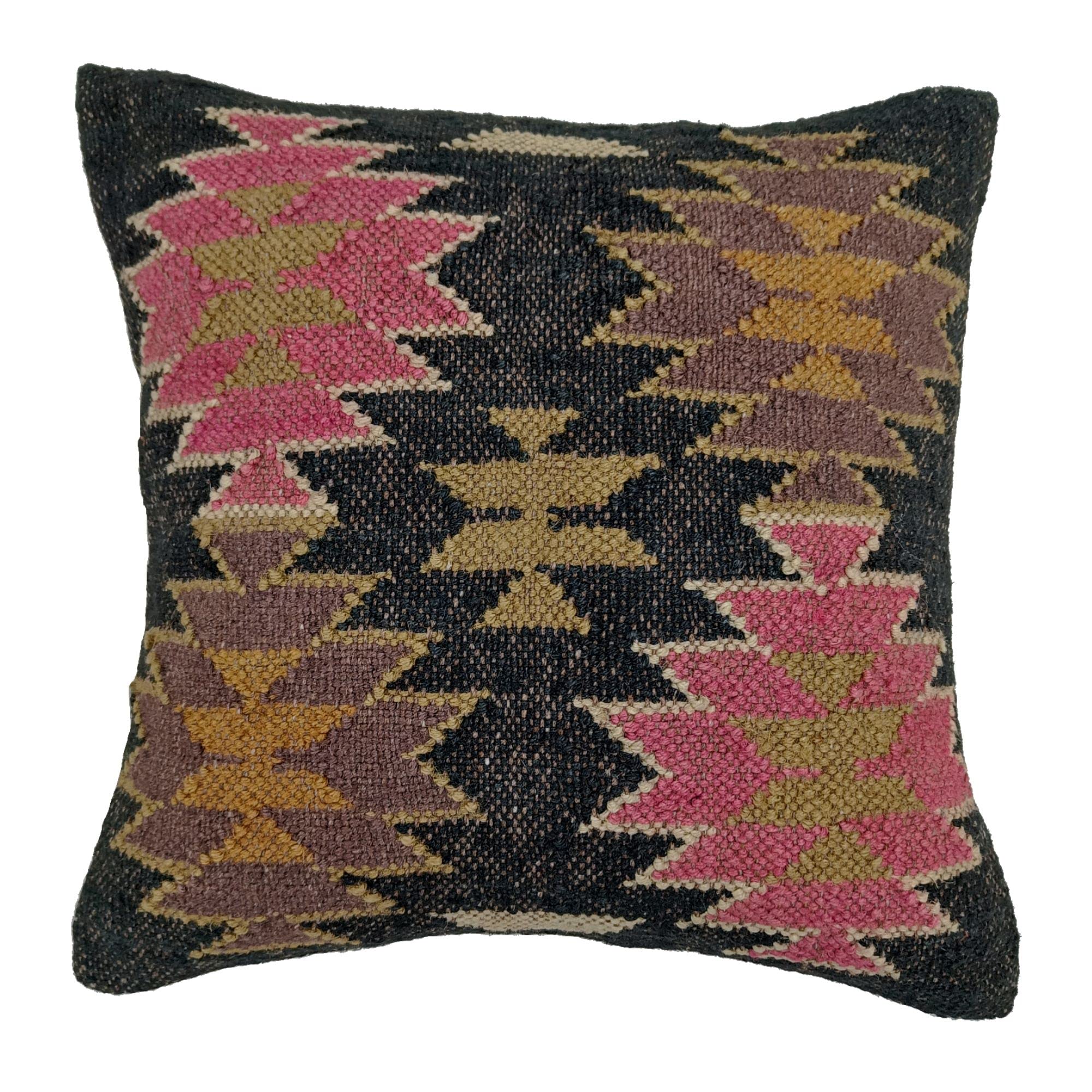 

Trade Star Kilim Pillow Cover Handmade Kelim Rug Indian Jute Cushion Vintage Ethnic Square Boho Pillow Upholstery Pillow for Living 18x18 Pattern 11