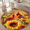 1PC Birds Sunflower Office Round Area Rug, Mat Suitable For Office, Under Office Chairs Bedroom Living Room Home Decor, Room Deco