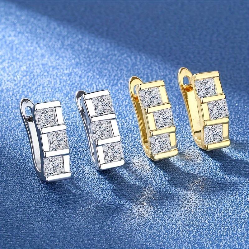 1 pereche de cercei cu picătură de piatră albă de culoare argintie aurie pentru femei Cercei cu prințesă cu geometrie suspendate Bijuterii de nuntă de modă Bijuterii de Crăciun de Halloween