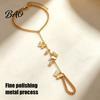 Adjustable Butterfly Bracelet Golden Hand Chain for Women, Metal Tassel Gold Tone Jewelry Women with Finger Ring, Harness Unique Ornament