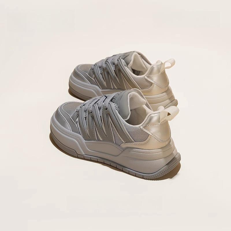 

Белые туфли на платформе из мягкой кожи, весенняя новинка, модные, удобные, универсальные, для спорта и отдыха 40 серебряный