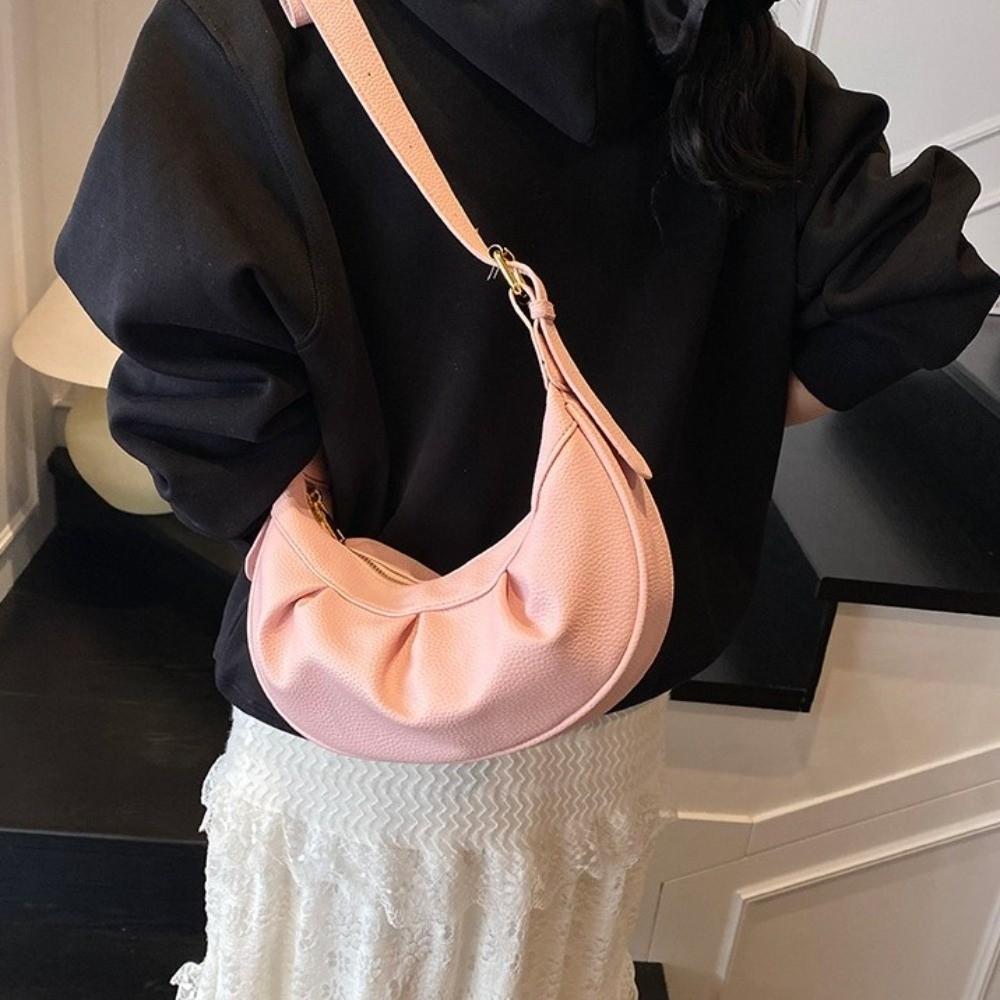 Lightweight PU Dumpling Bag Korean Style Underarm Shoulder Bag Cute Pleated Crossbody Bag  Student
