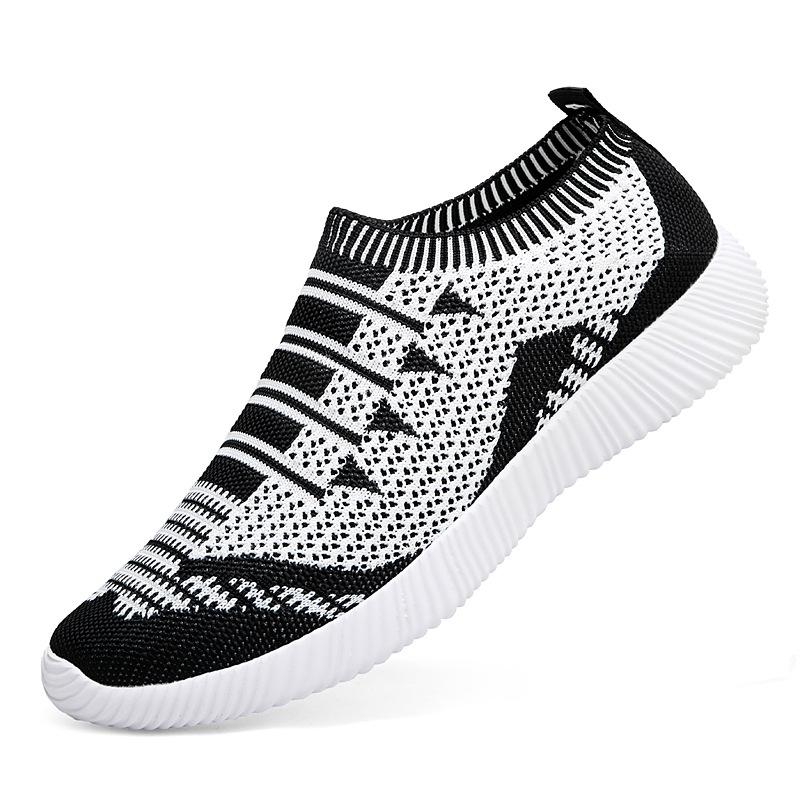 Summer flying woven women's shoes casual fashion large size 42 lightweight breathable flat shoes single shoes walking sports shoes 43