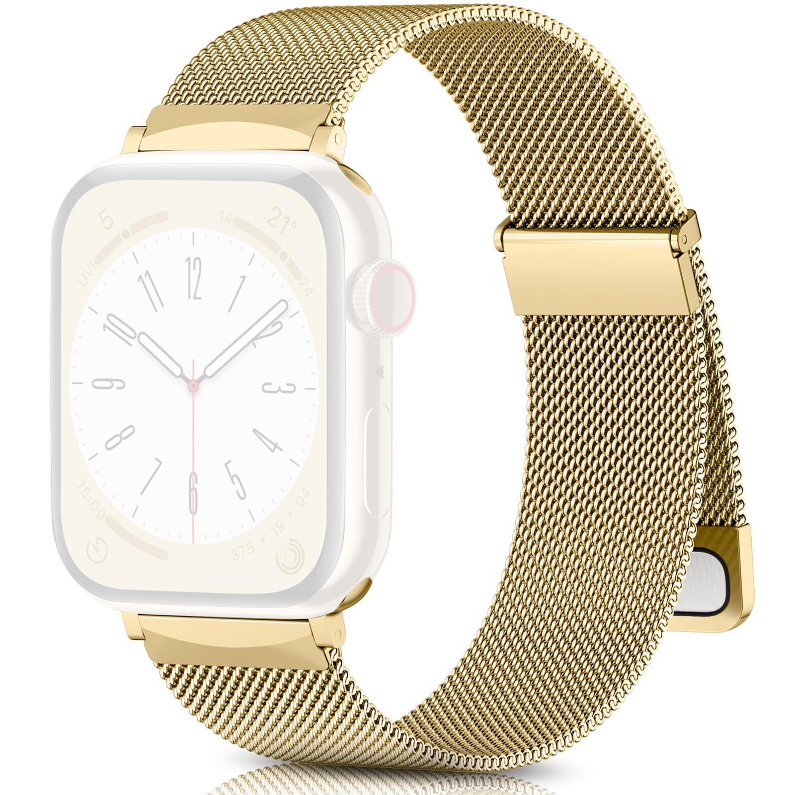 

For Apple Watch 10 46mm/Ultra 2/Ultra 49mm/9 8 7 45mm/SE (2023) SE (2022) SE 6 5 4 44mm/3 2 1 42mm Metal Strap Watchband Gold