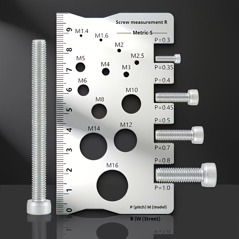 1PC Screw Measuring Ruler, Thread & Bolt Diameter Gauge, Precision Nut & Screw Caliper for M12 & Standard Thread Measurement