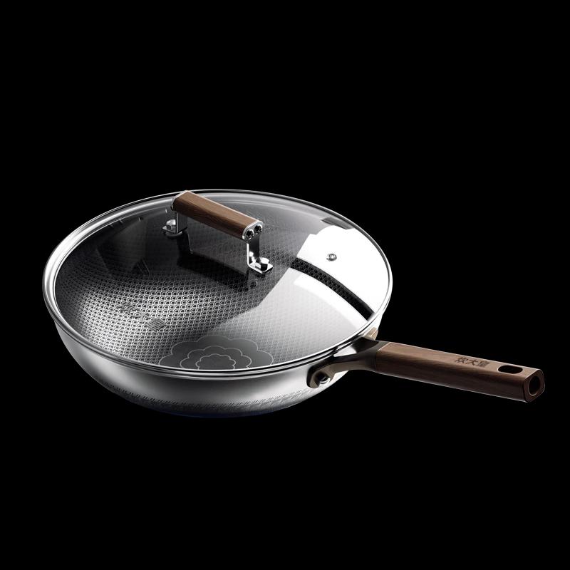 Chui Da Huang 304 Stainless Steel Honeycomb Wok, 32cm
