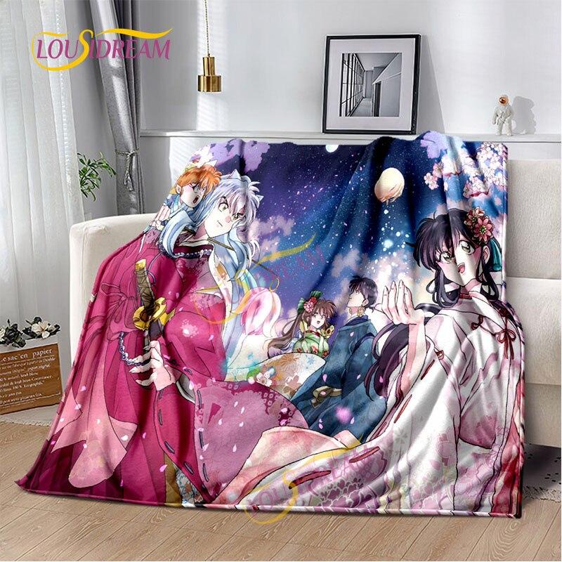 Inuyasha battaniyesi sıcak rahat çocuk battaniyesi karikatür pazen çarşaf kanepe örtüsü yürüyüş yetişkin ofis öğle yemeği molası battaniyesi.