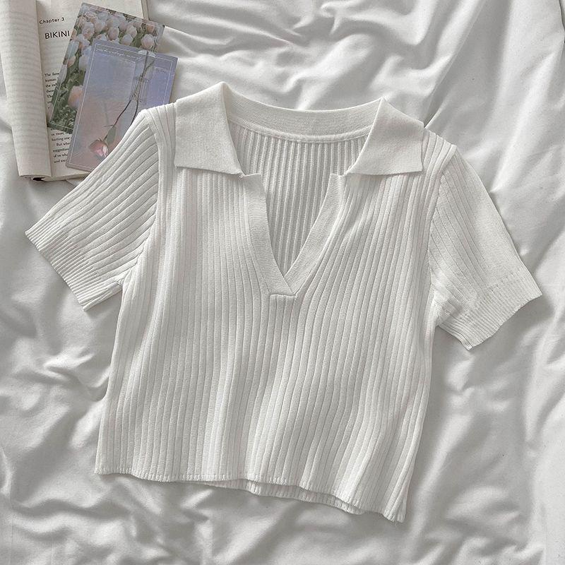Salt-Style Summer Two-Piece: Knit Top & High-Waisted Pleated Skirt Set for Students