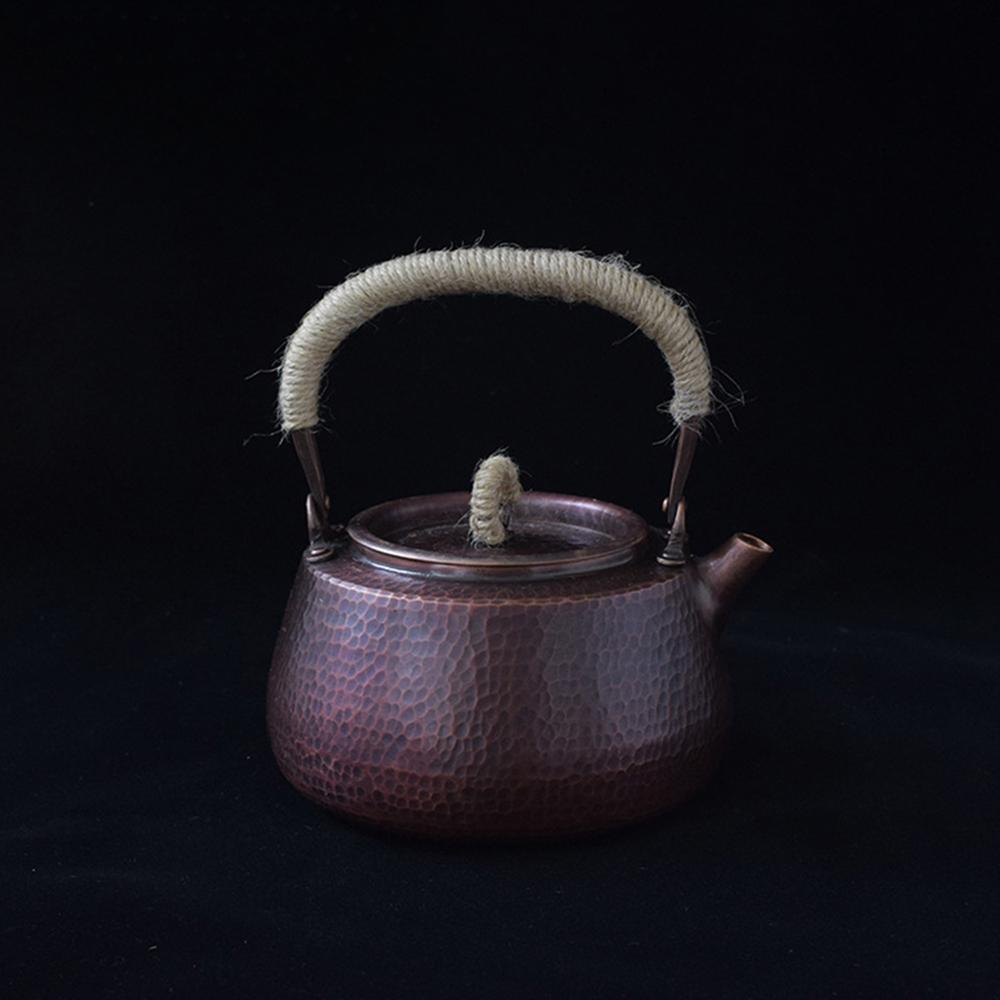 New handmade copper pot, Household pure copper kettle, Vintage health teapot uncoated purple copper boiling tea kettle, 1.2L