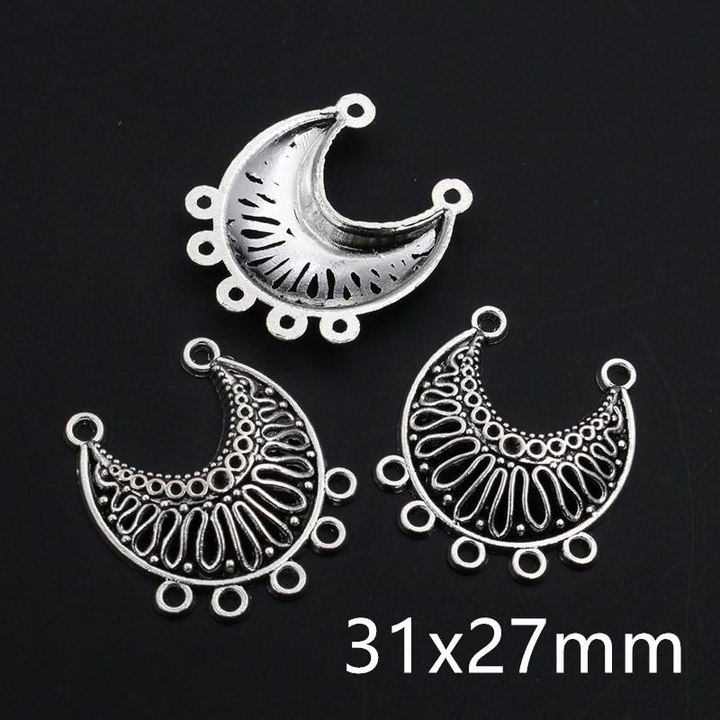 10pcs Antique Silver Plated Vintage Boho Style Connector Charms Pendant DIY Jewelry Making Accessories for Bracelet Necklace