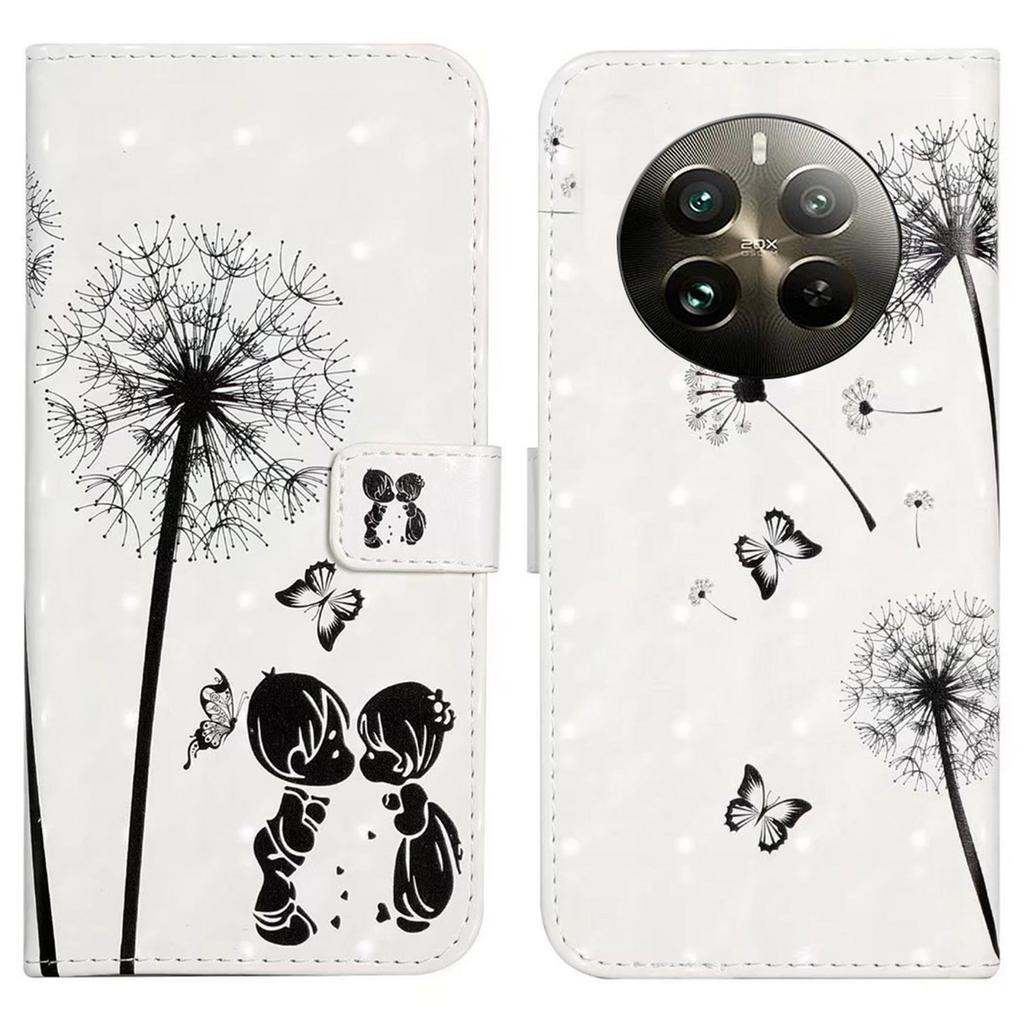 For Realme 12 4G/12+ 5G Case 3D Creative Pattern PU Leather Stand Phone Cover