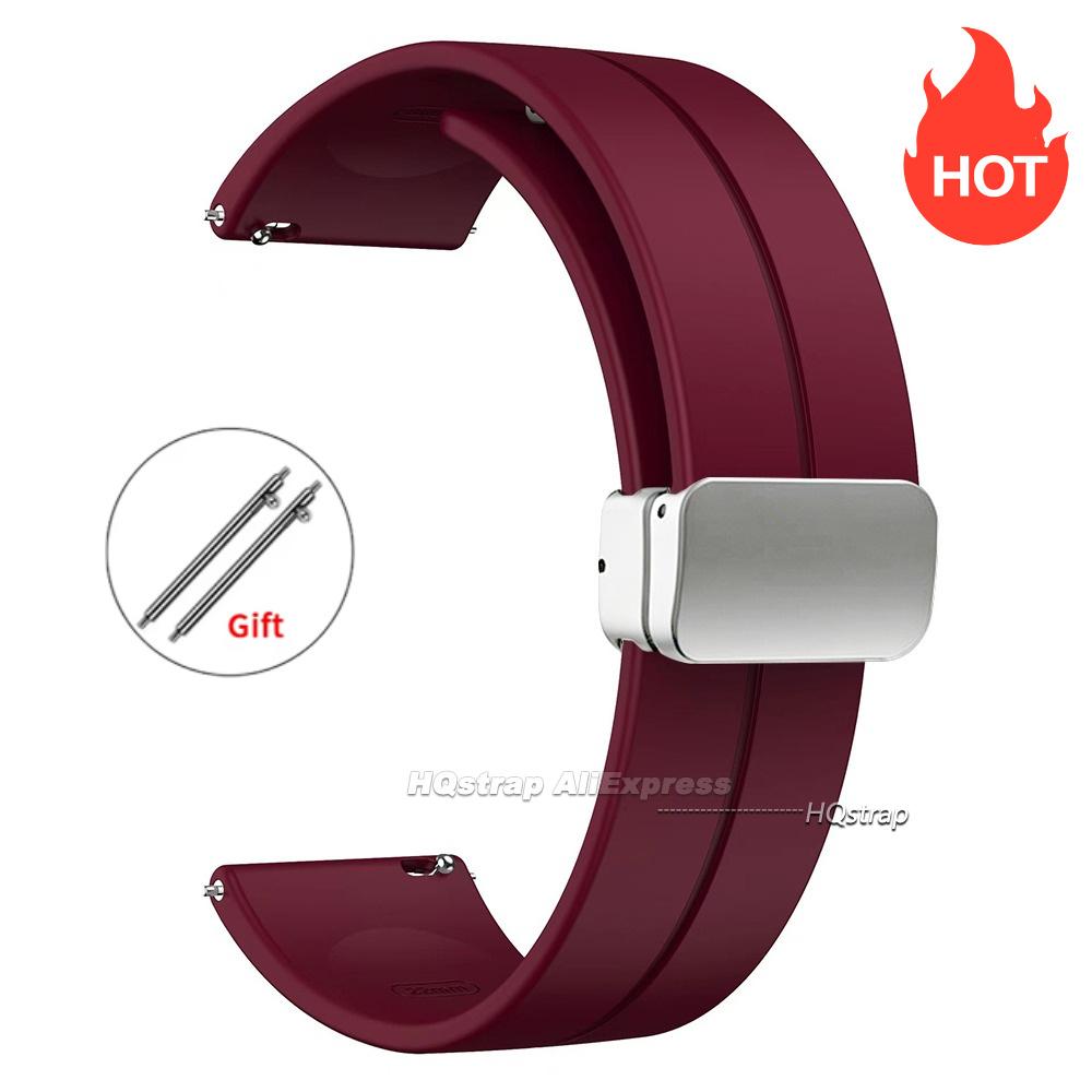 Magnetic Silicone Watch Strap 18mm 20mm 22mm Bracelet Magnetic Metal Buckle Wristband Quick Release Men Women Band Accessories