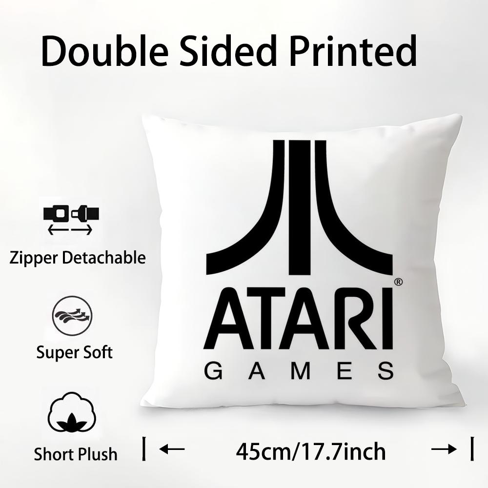 A-AtariS Game Logo Pillow Case Plush Fabric Soft Double Sided Print Sofa Cushion Cover Throw Pillow Covers