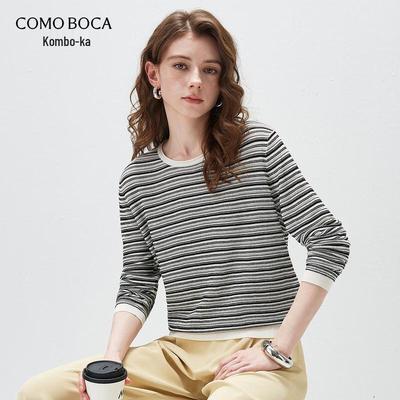 Kemon Boca Women's Lyocell Tencel Blend Striped Long Sleeve Top