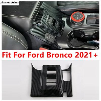 Auto Deur Raam Glas Hefschakelaar Knop Sticker Cover Trim Voor Ford Bronco - 2025 ABS Koolstofvezel Interieur Accessoires