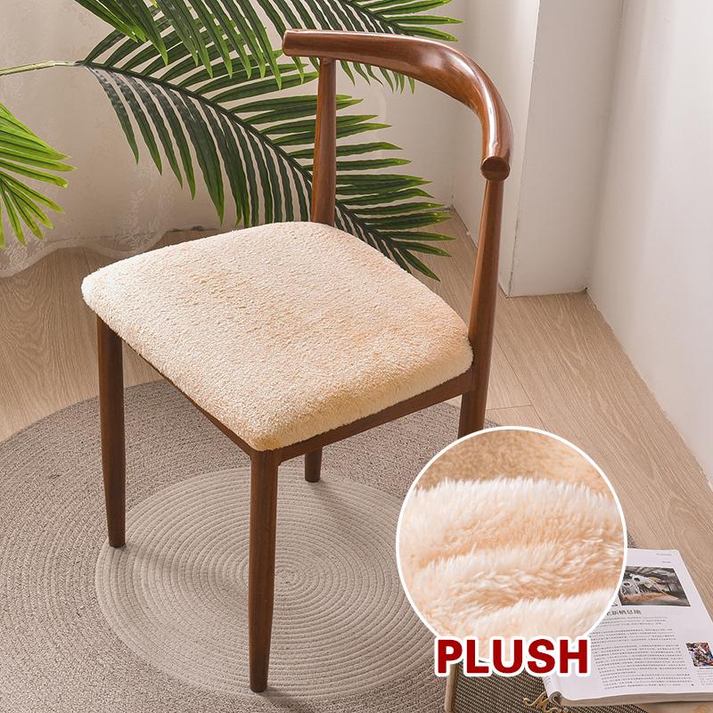 Plush Chair Seat Covers with Elastic Ties Removable Washable Anti-Dust Dinning Room Chair Protector Chair Seat Cushion Slipcover