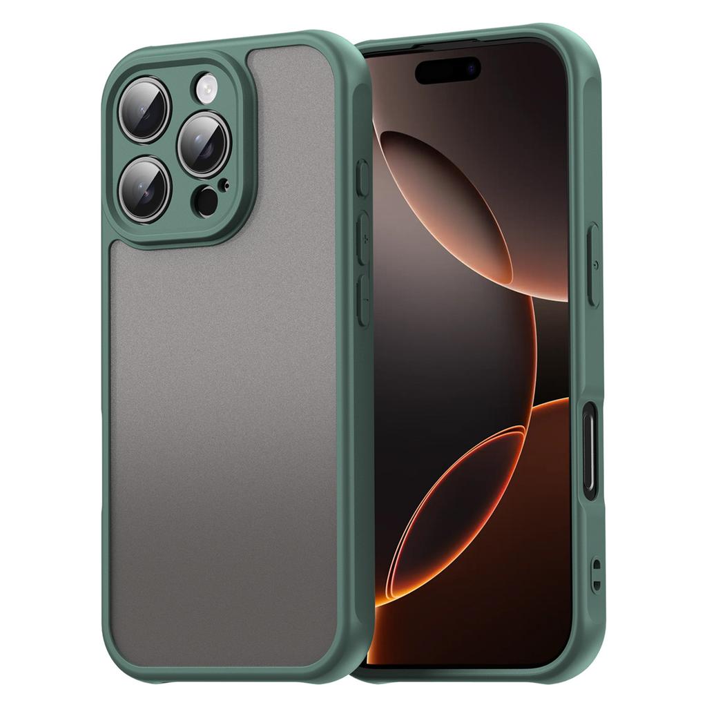 For iPhone 16 Pro Phone Case Drop Proof Airbags Frosted Translucent PC + TPU Back Cover