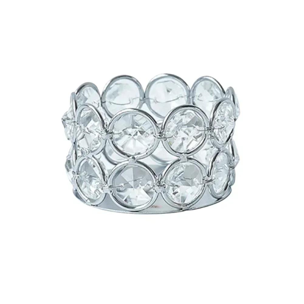 Crystal Tealight Candle Lantern Holders Crystal Candlestick Desktop Candlelight Dinner Prop Metal Ornament Candle Holder