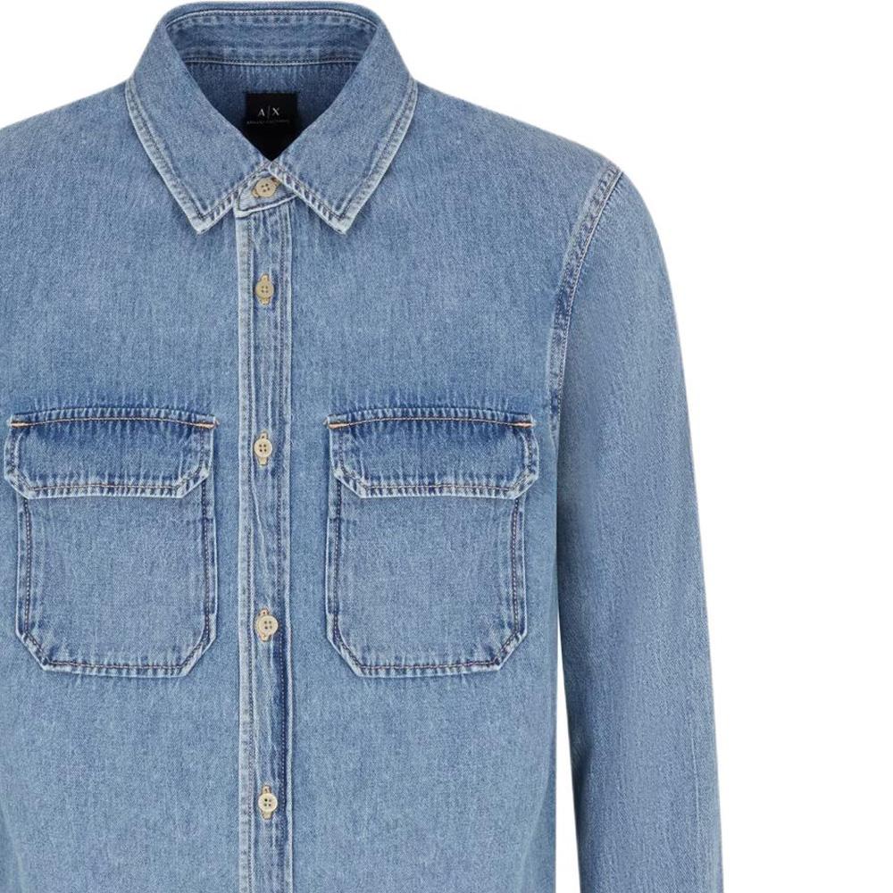 Armani Exchange Regular Fit Cotton Denim Shirt Men Shirts Blue XM001238-AF15123-MB001