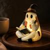 Collectibles for Halloween Party Lighted Vintage Patchwork Ghost, Ghost Reading Book Figurine, Lamp Decor, Resin Decor Cute Fall Night Light