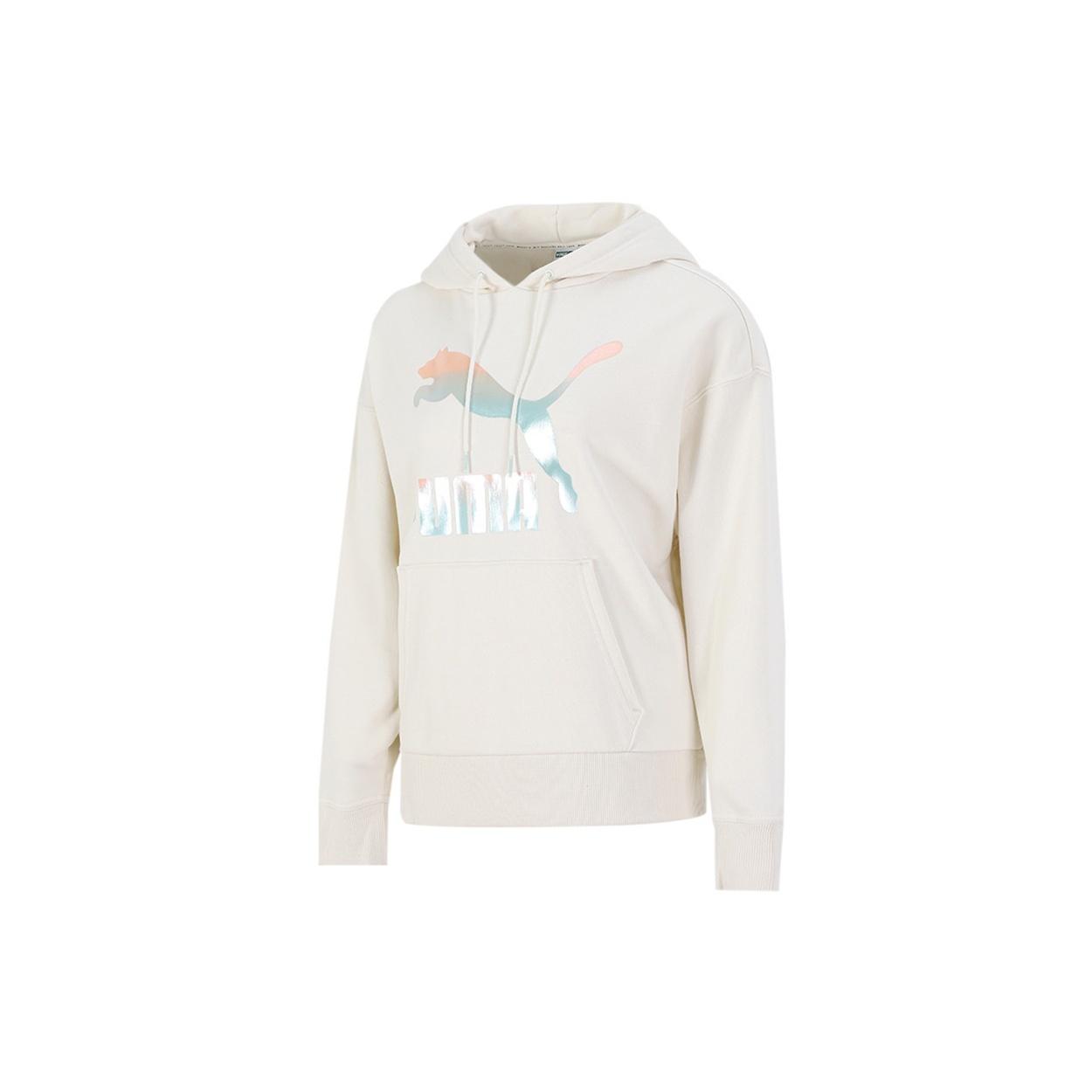 (WMNS) PUMA Classics Logo Hoodie  Beige Pink Blue  Women s 531385-88 M