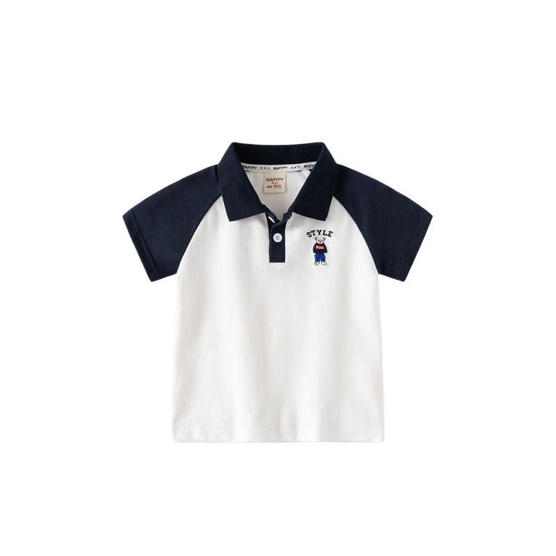 Summer Children's Clothing Boys' Collared Short-Sleeve T-Shirt Boys' Raglan Sleeve Polo Shirt Children's Half-Sleeve Bear Top Thin Style