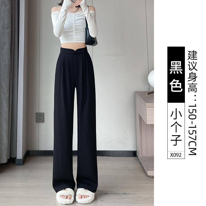 Suit pants women's pants spring and summer new drape straight pants medium and small black wide-leg pants