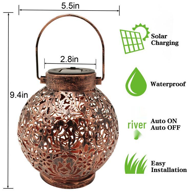 

Солнечный уличный садовый фонарь: Погодоустойчивый кованый полый ландшафтный светильник