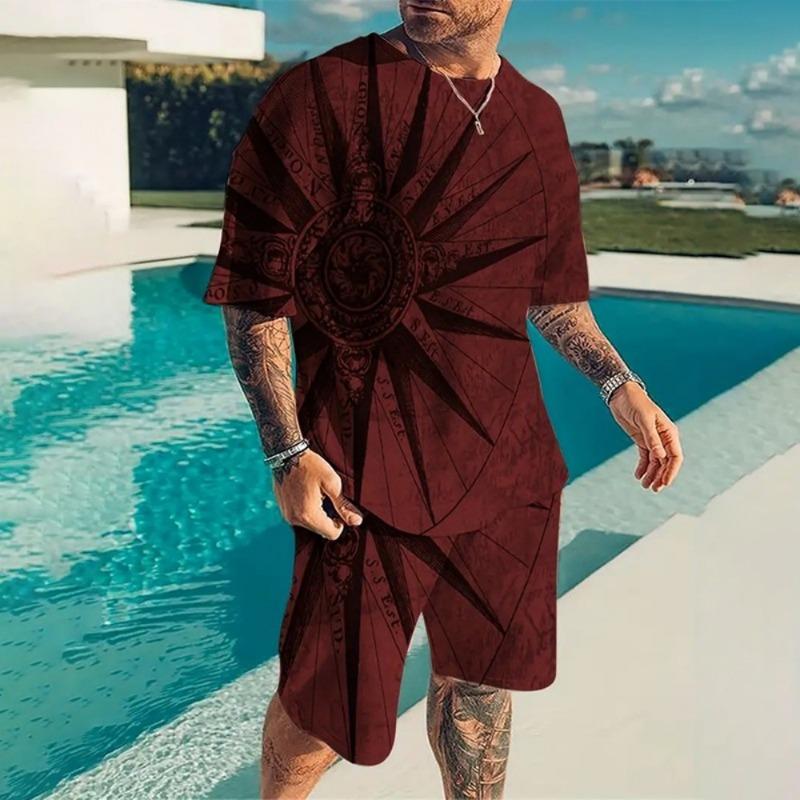 

2026 summer new daily casual men s T-shirt and shorts set, urban street fashion men s short 6XL