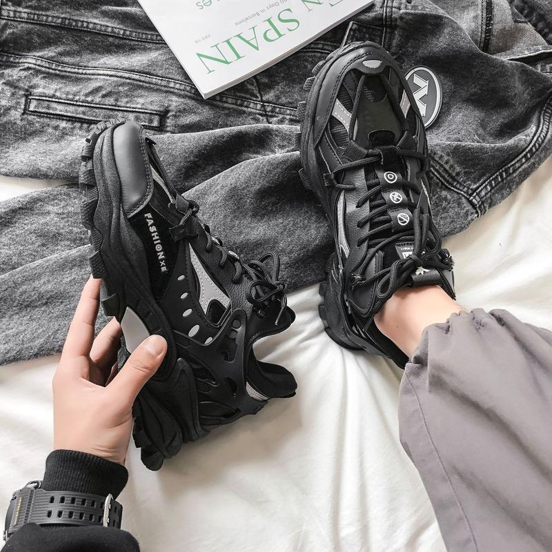 Fashion 2024 New Men Platform Sneakers Fashion Mesh Breathable Lace Up Chunky Shoes Trainers Trendy Sport Dad Shoes Zapatillas Hombre