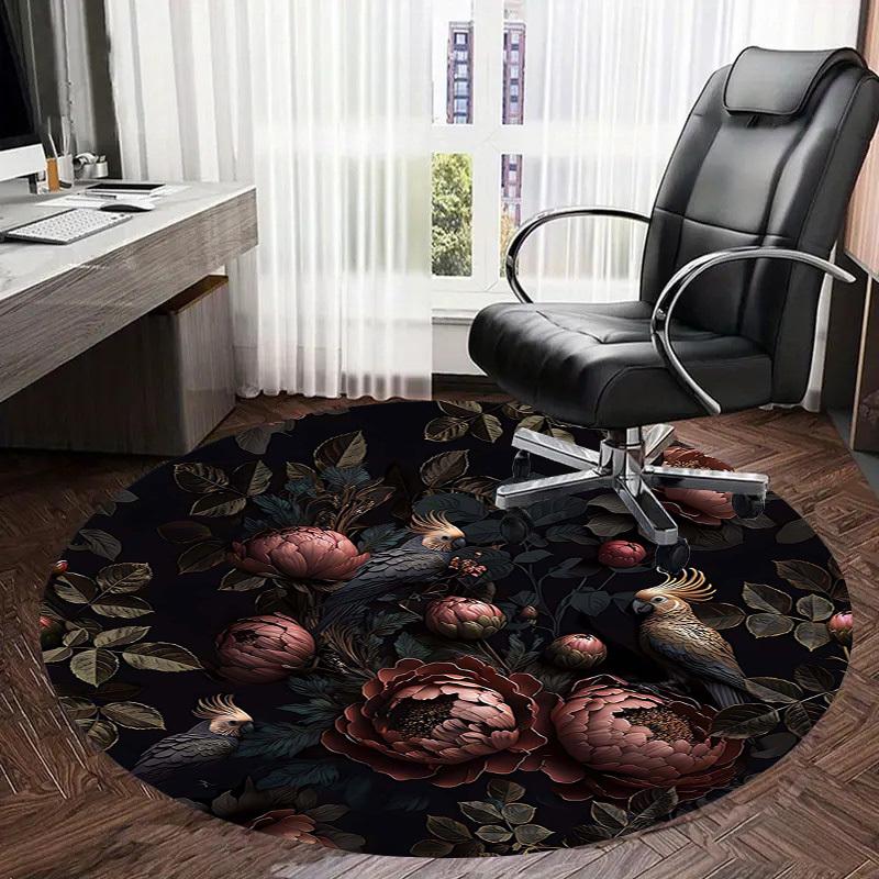 1PC Floral Pattern Birds Non-Slip Floor Round carpet, Office, family, bedroom, Large Area Rug Indoor Rugs,  Durable Polyester-L0383