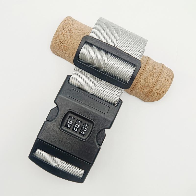 Solid Color Nylon Luggage Strap with Herringbone Pattern, Password Lock, and One-Word Handle