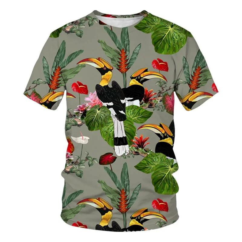 FashionSummer Parrot Bird 3D Print T-Shirts Streetwear Men Casual Oversized O-Neck Short Sleeved T Shirt Tees Tops Clothing