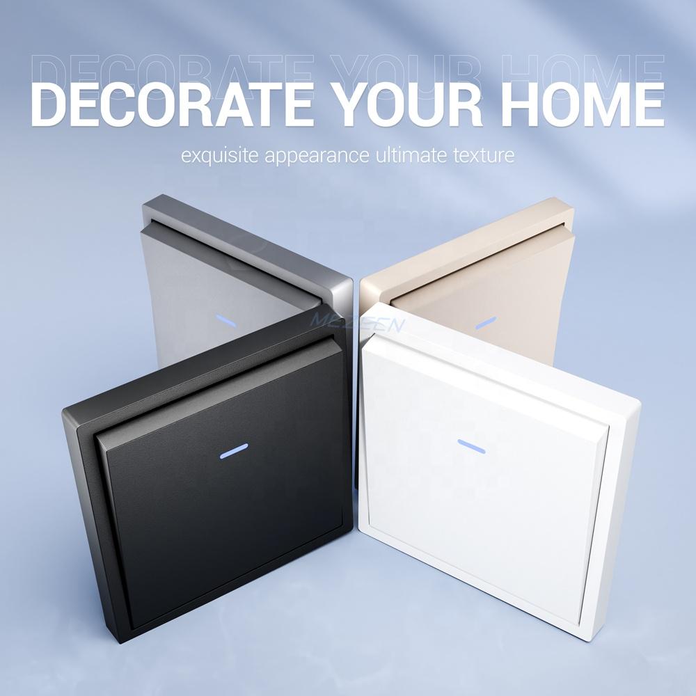 Multi Combination Available White Black Grey Gold Color EU Standard 1 Gang 1 Way Wall Light Rocker Switch with LED Indicator
