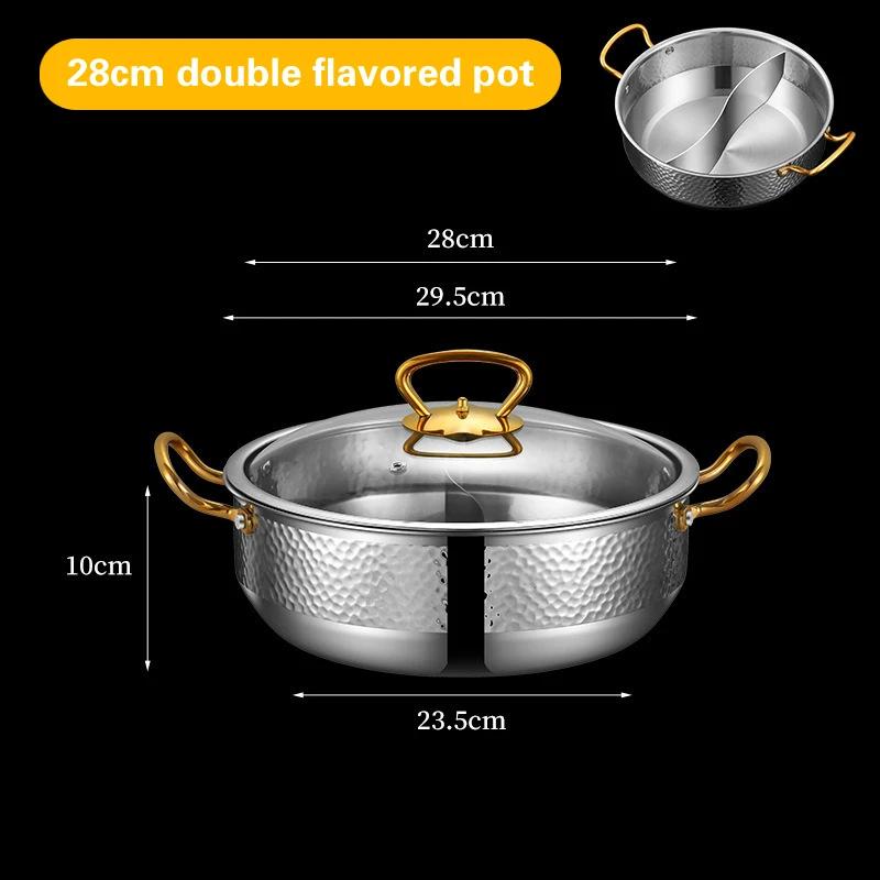 Vzor kladiva špičkový hot pot Čirá polévka Dvojí chuť Speciální hot pot pro indukční vařič 304 nerezový hrnec