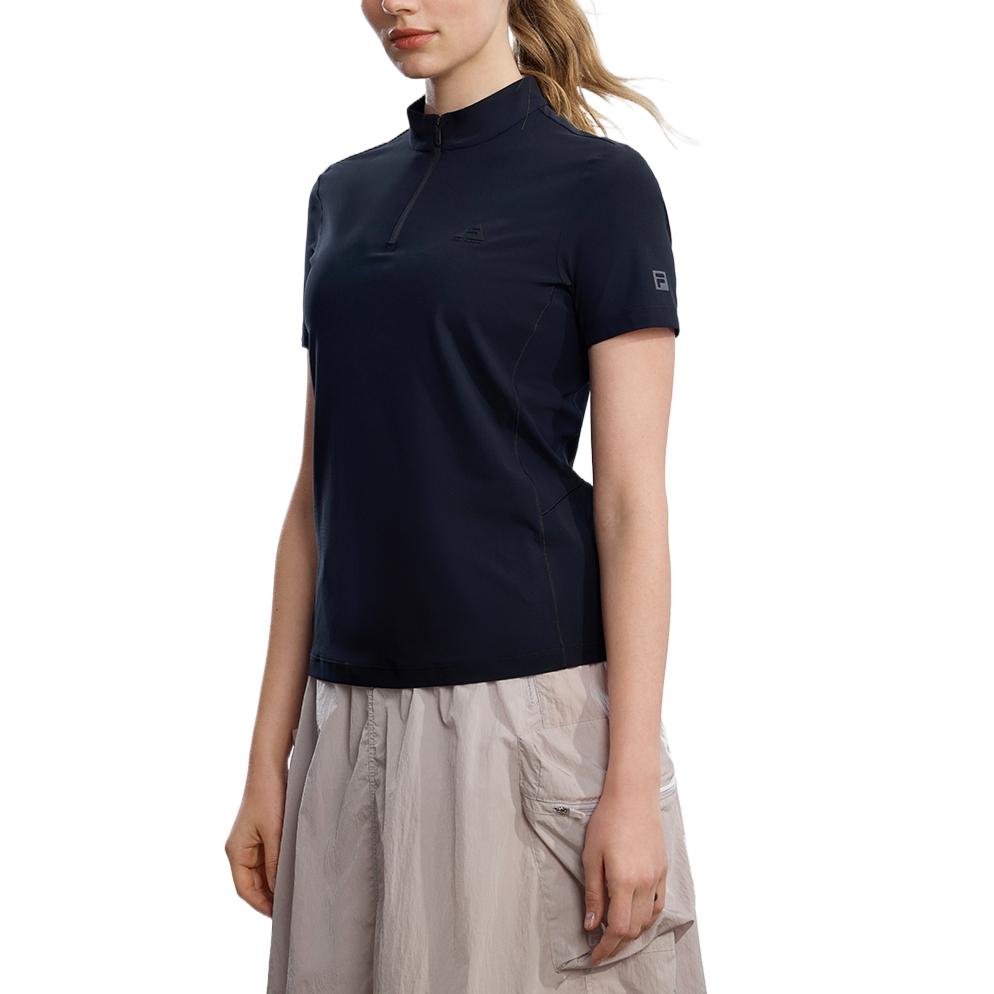 FILA Explore Solid Color Pullover Stand Collar Regular T-Shirt Women Tops A11W627104F-BK