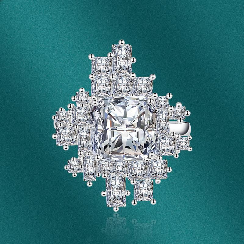 BELLA BOX Geometrische Öffnung Verstellbare Ringe für Damen Zirkon Verlobungsparty Feinschmuck Geschenk