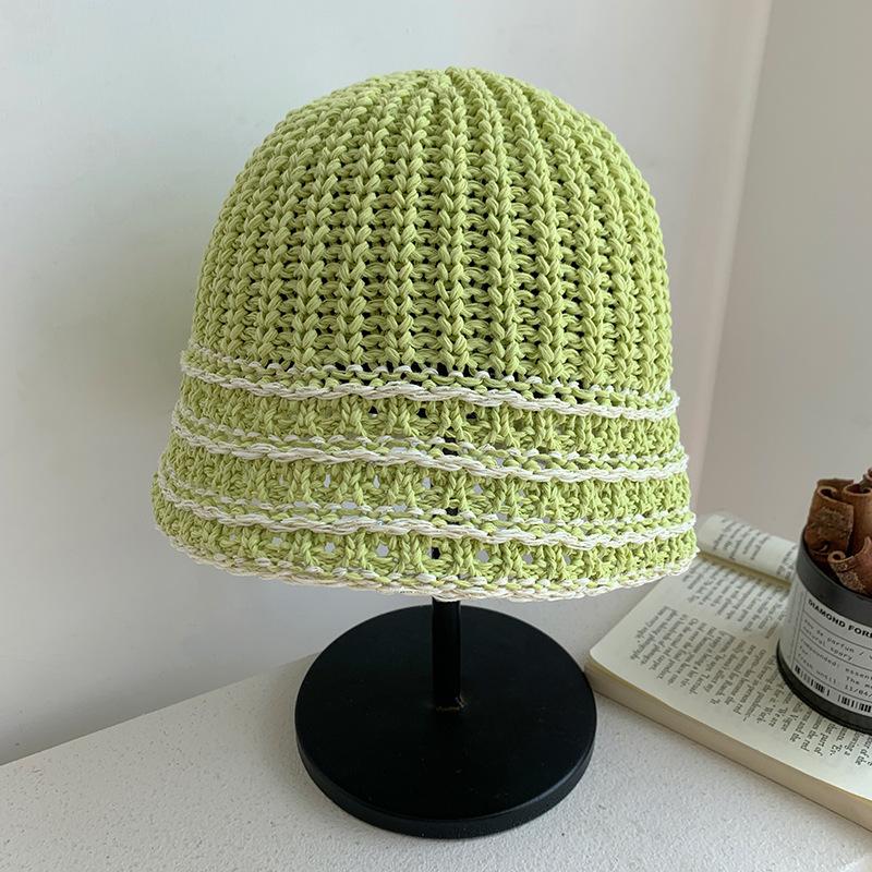 Versatile Hat Style Exquisite Striped Warm Womens Knitted Fisherman Hatscaps
