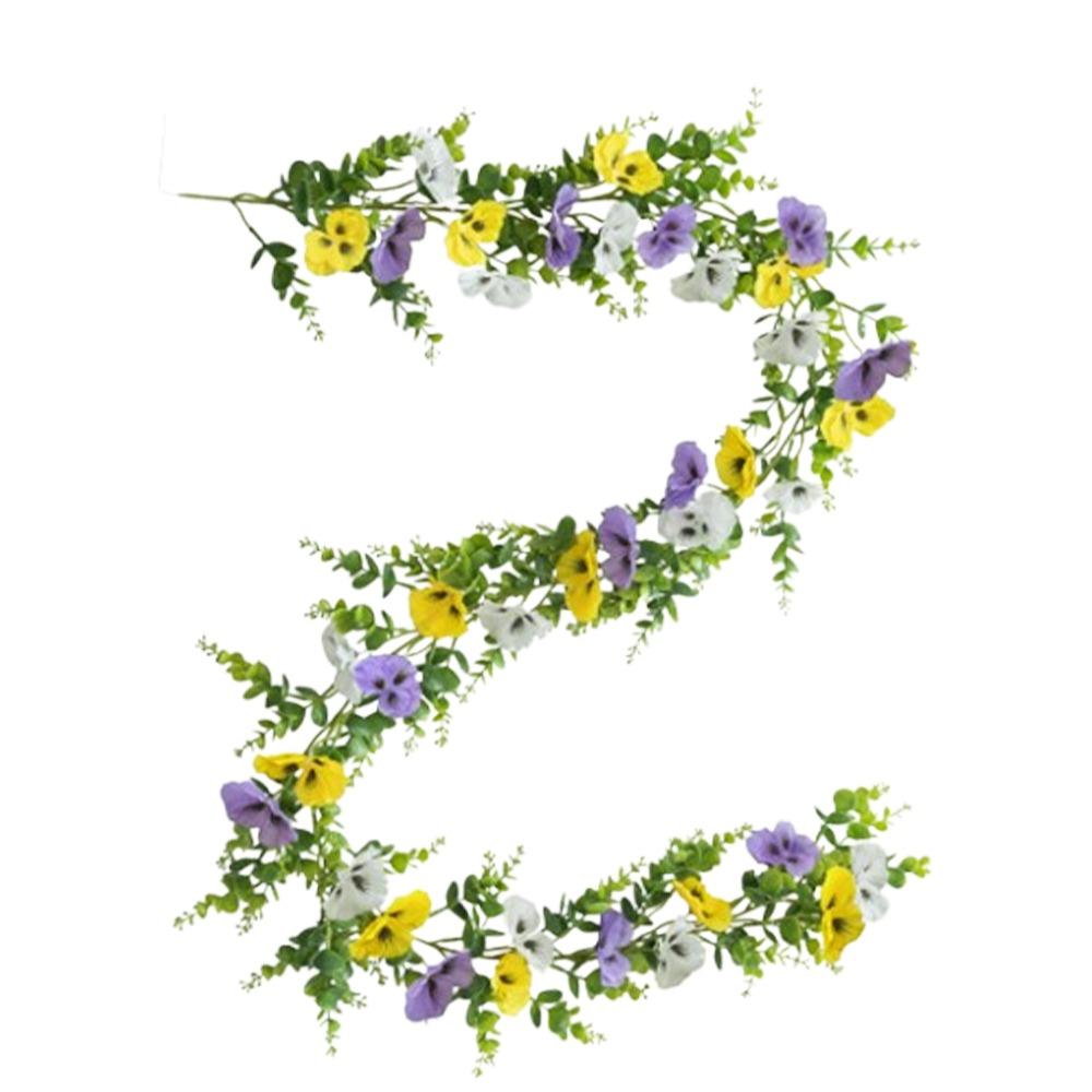 

UV Resistant Artificial Pansy Vines Flexible Pansy Eucalyptus Vines Wedding Arch Decor 180cm/70.86inch